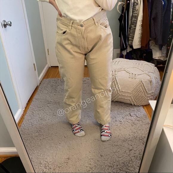 Vintage Levi’s Tan Khaki 505 High Rise Denim Jeans 36x29 Cute Basic Mom - Picture 7 of 11